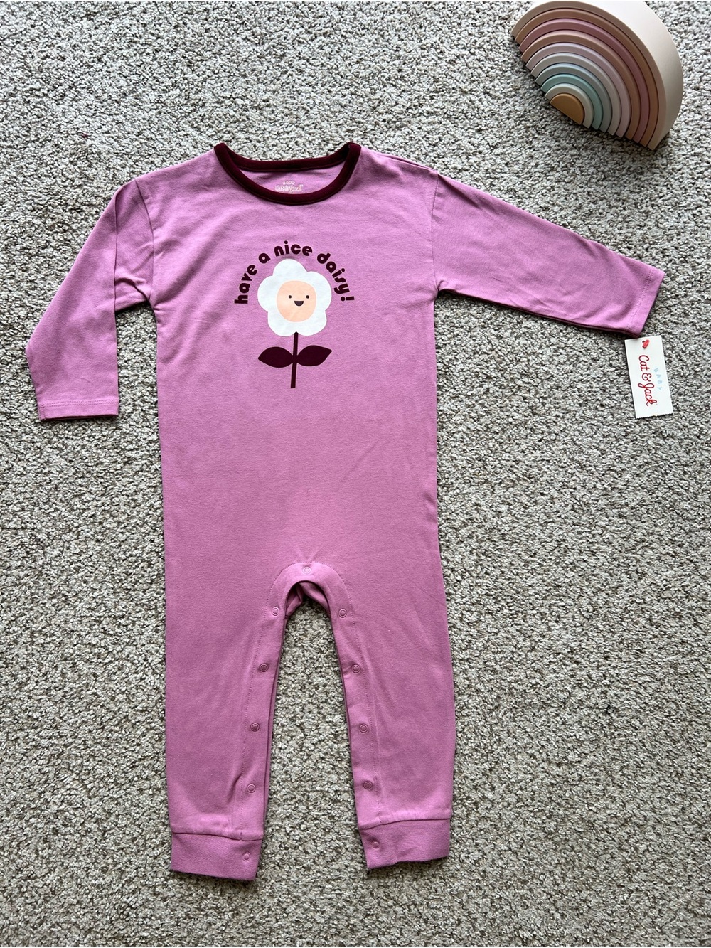 Cat & Jack Pink Floral Graphic Sleep Romper